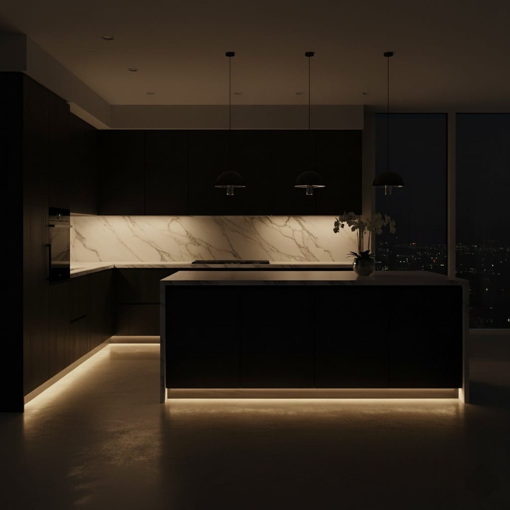 Iluminación automatizada en dormitorio