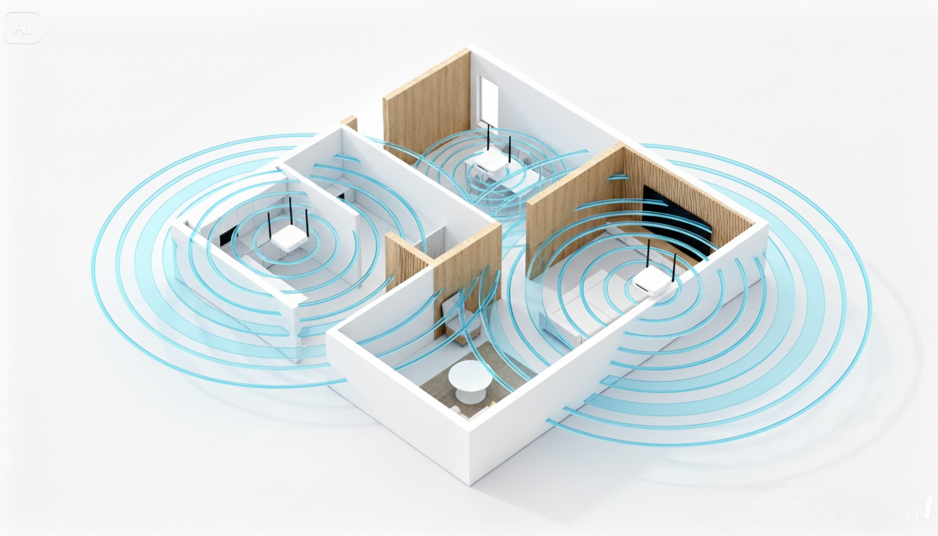 Sistema de red WiFi mesh sin puntos ciegos